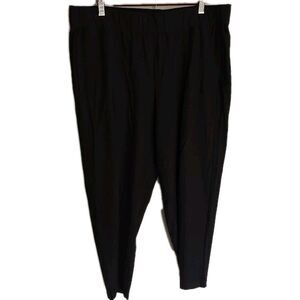 Eileen Fisher Washable Stretch Crepe Pull On Straight Capris Pants Size L Black